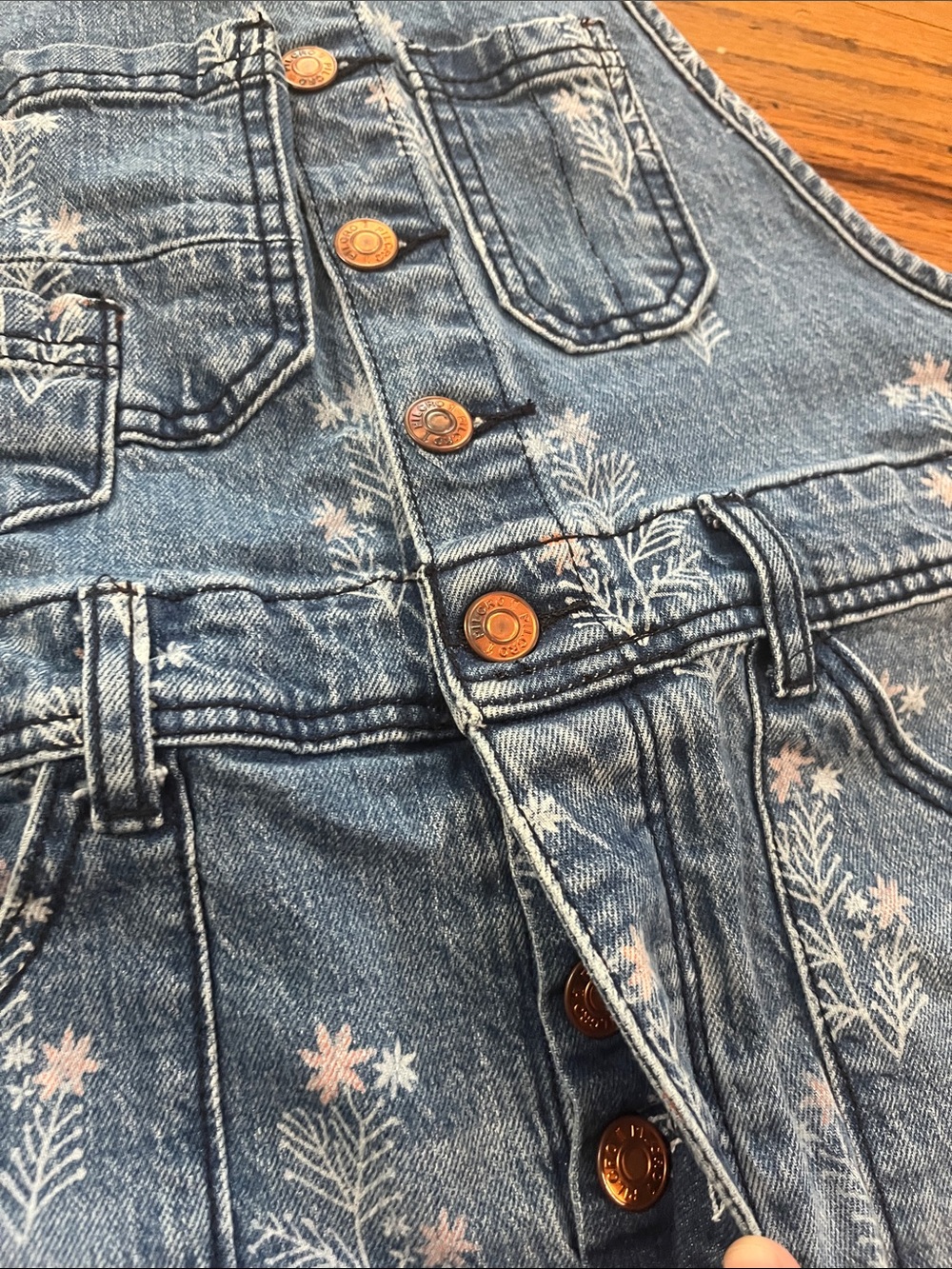 Pilcro Blue Floral-Print Denim Overalls - Picture 8 of 15